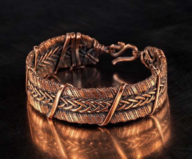 Wire wrapped copper bracelet for him or her Unique stranded woven wire  bracelet - Shop Wire Wrap Art Bracelets - Pinkoi