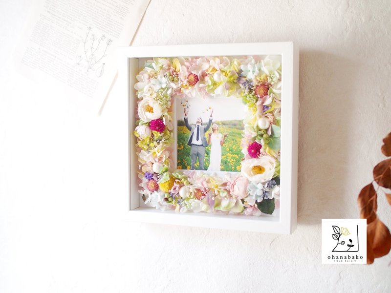 Flower photo frame with message of preserved flowers and dried flowers ohanabako - Dried Flowers & Bouquets - Plants & Flowers Multicolor