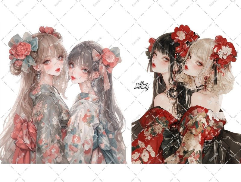 original sticker no.6568 人物ステッカー オリジナルステッカー 人物ステッカー 女の子ステッカー オリジナル人物ステッカー - 貼紙 - 紙 
