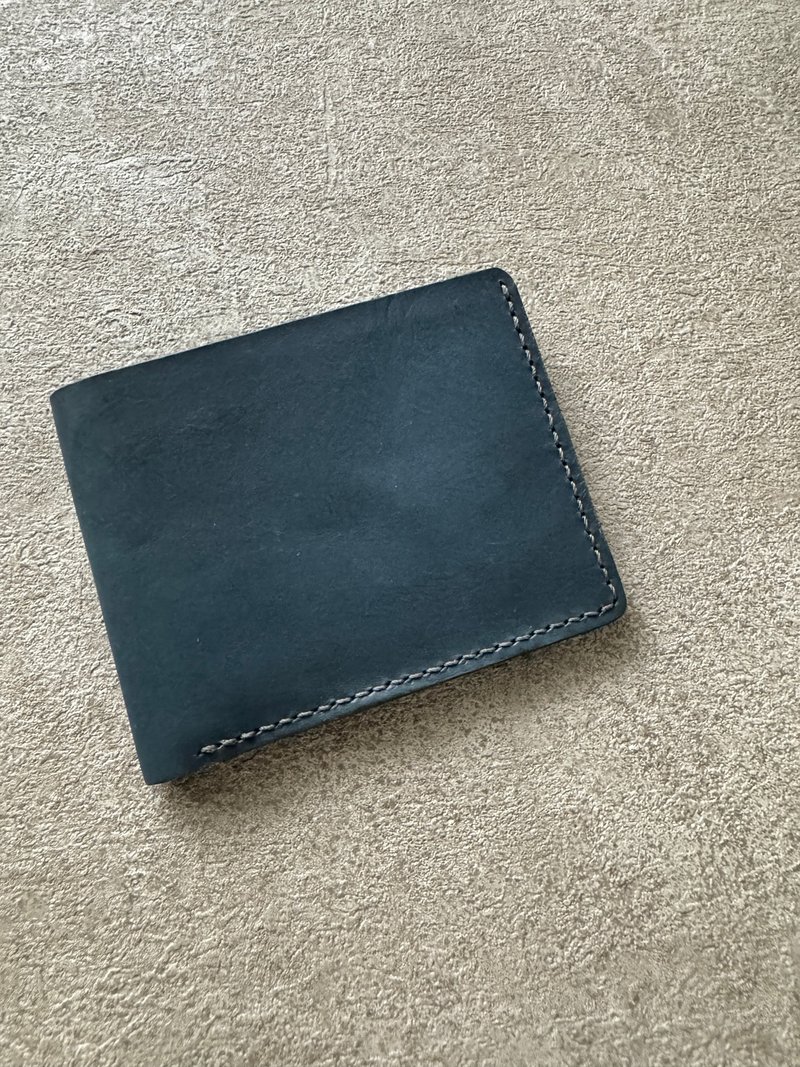 [Refurbished] Blue Green Classic Gentleman Short Clip/Wallet/Card Holder - Wallets - Genuine Leather Blue