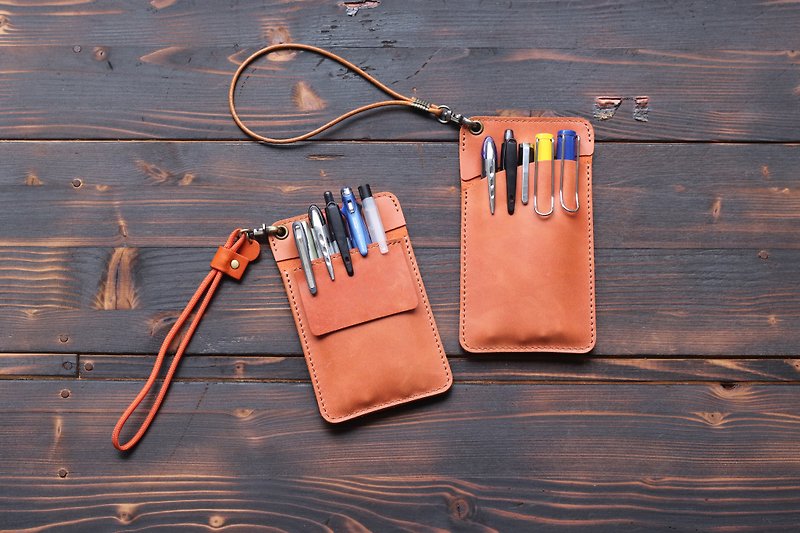 Leather Doctor Gown Pencil Case│Pocket Pen Case│Orange Brown - กล่องดินสอ/ถุงดินสอ - หนังแท้ สีส้ม