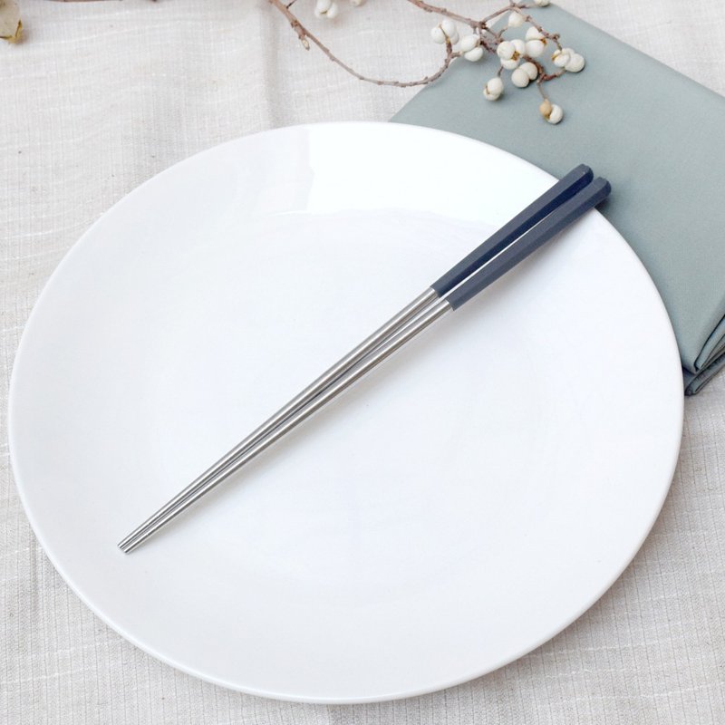 六角不銹鋼筷26cm 分食筷 公筷 蒼穹灰 2雙入 - 筷子/筷架 - 不鏽鋼 灰色