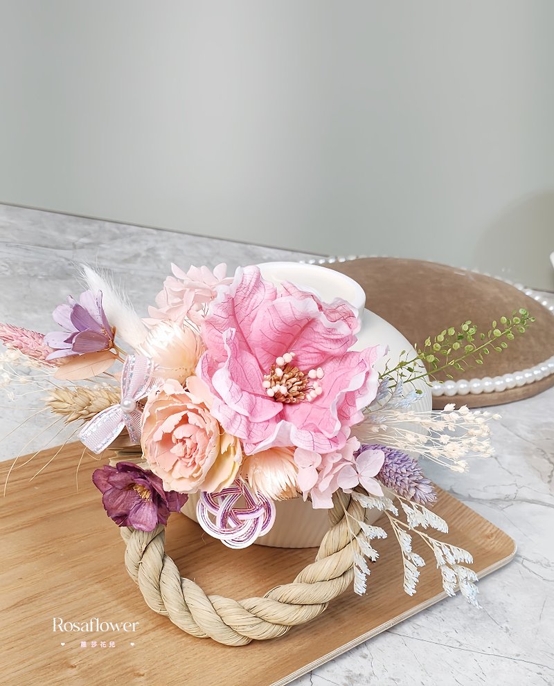 ローザフラワー 日本の新年ノート ロープループ付き 手作りの花飾り - ドライフラワー・ブーケ - 寄せ植え・花 