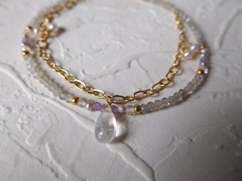 Pastel Moonstone Labradorite double bracelet - Bracelets - Gemstone 