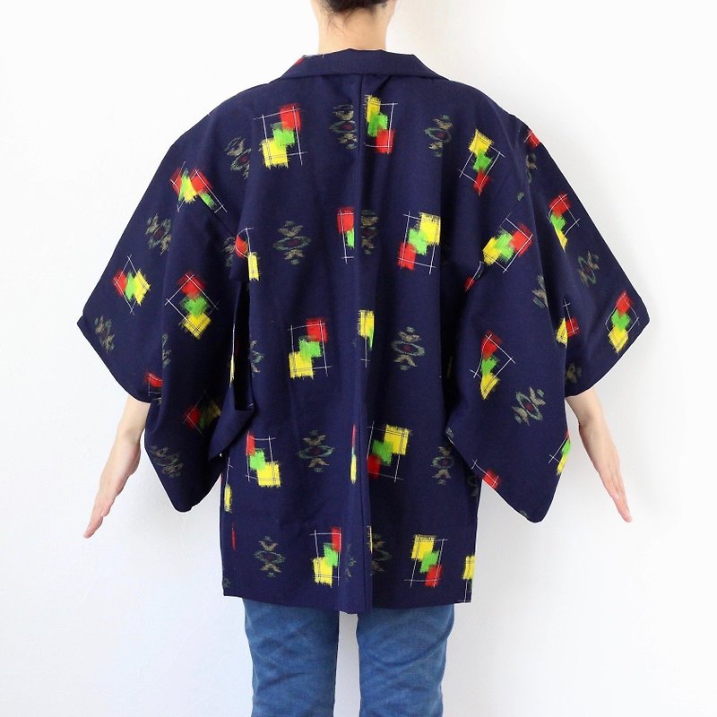 wool haori, kimono jacket, traditional kimono, asian clothing /3671 - ジャケット - ポリエステル ブルー