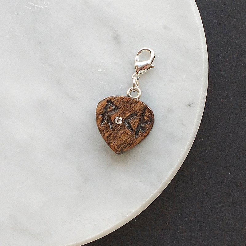 Guitar Pick wooden charm - Charms - Wood Brown