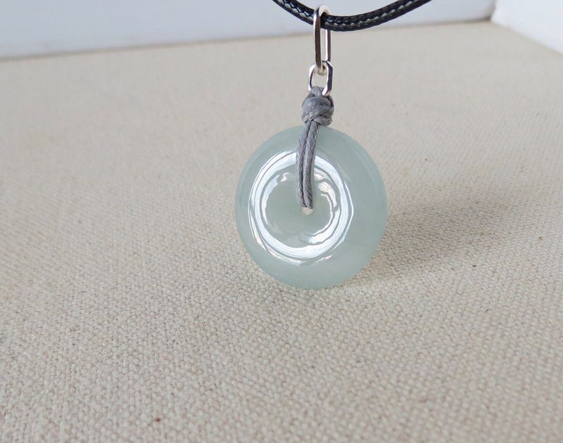 [Vajra Knot] Year of the Zodiac [Qing·Yun] Ice-type light blue jadeite Korean Wax thread necklace NB22 to attract wealth - สร้อยคอ - เครื่องเพชรพลอย หลากหลายสี