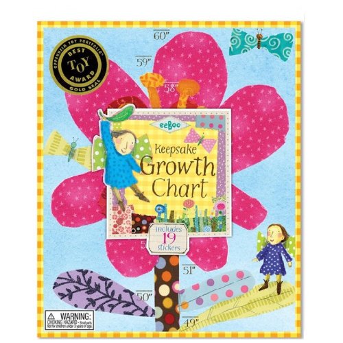 eeBoo 成長尺- Hot Pink Flower Growth Chart 小桃花成長尺- 設計館