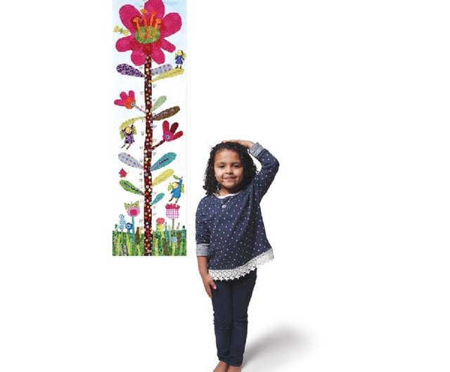 eeBoo 成長尺- Hot Pink Flower Growth Chart 小桃花成長尺- 設計館