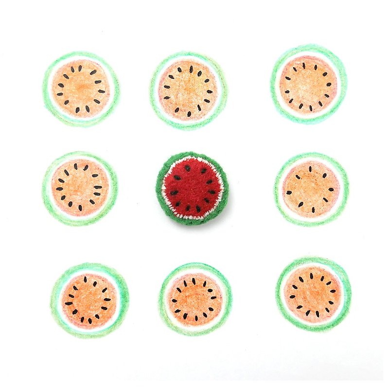 Summer mini red watermelon badge - Brooches - Polyester Red