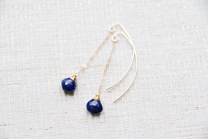 Lapis lazuli note piercing ♪ (14 kgf) - Earrings & Clip-ons - Gemstone Blue