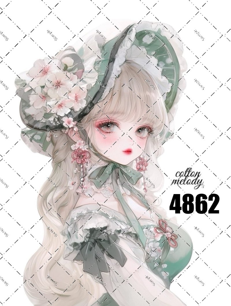 original sticker no.4862 人物ステッカー オリジナルステッカー オリジナル人物ステッカー 装飾ステッカー cotton melody - 貼紙 - 紙 