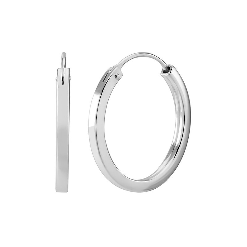 Silver hoop square earrings 92.5% sterling thickness 2mm.x20mm. - 耳環/耳夾 - 純銀 白色