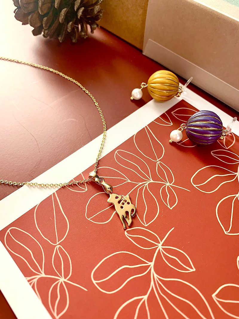 Fawn necklace gold-filled washable Christmas 18K gold - Necklaces - Precious Metals Gold