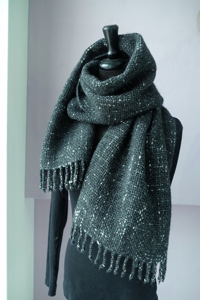 Handwoven by Carina | 100% Merino Wool Shawl/Wrap - Knit Scarves & Wraps - Wool Gray