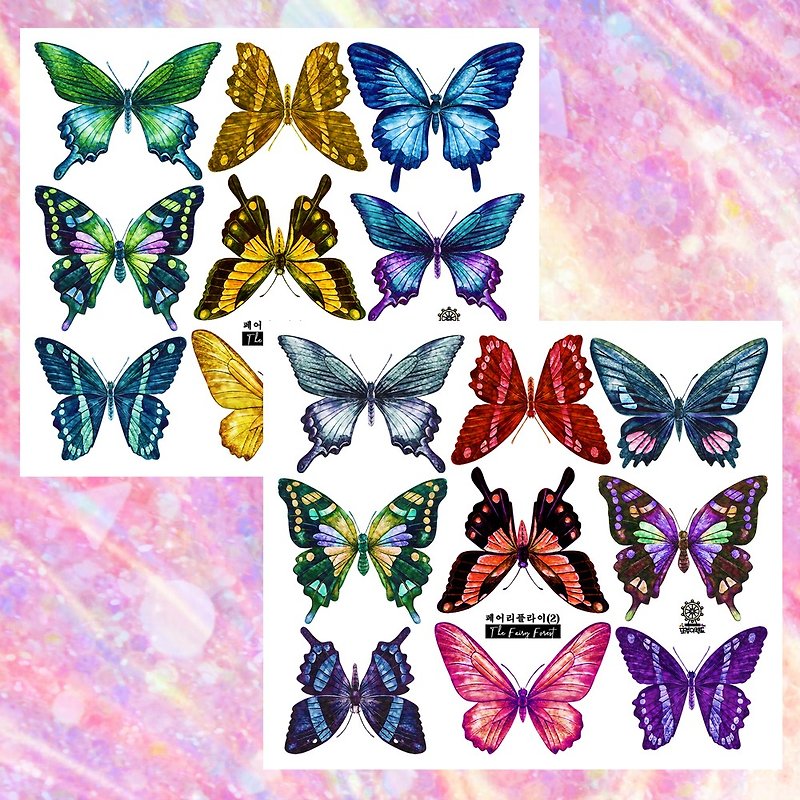 *Rainbow Butterfly Deco Stickers - 貼紙 - 紙 