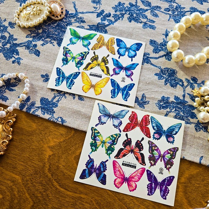 彩虹蝴蝶裝飾貼紙 - 貼紙 - 紙 