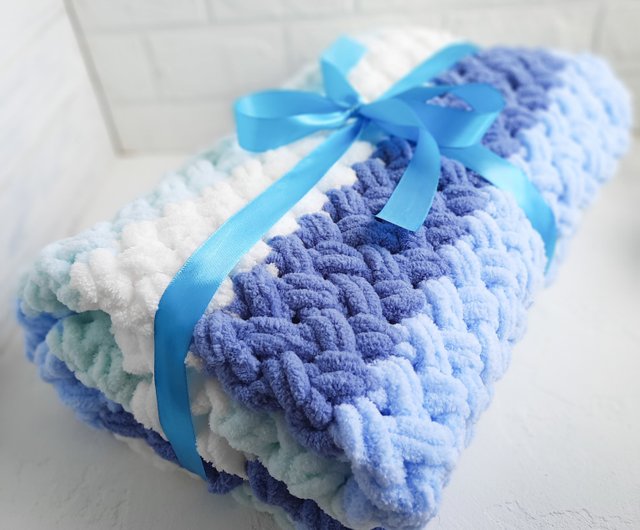 Blue striped baby online blanket