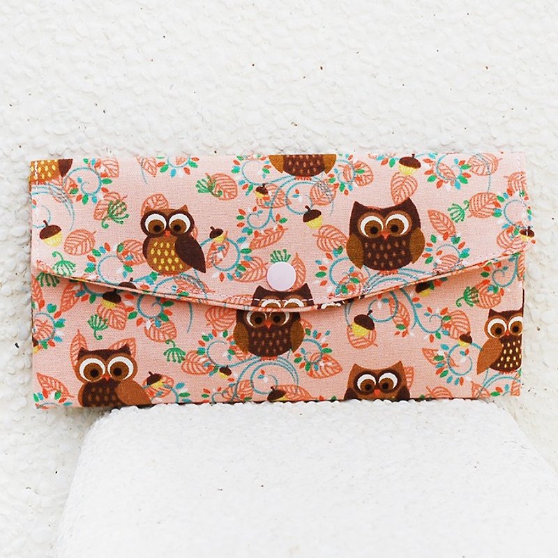 Flower Owl Red Bag / Left 1 - Chinese New Year - Cotton & Hemp Pink