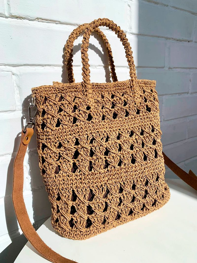 編織說明書電子檔 Crochet pattern Raffia bag, Twisted raffia Tote bag, Tutorial PDF - 手工藝教學/工具書 - 其他材質 