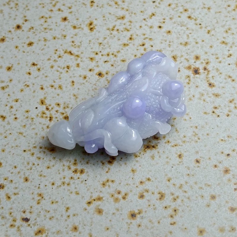 J0223天然翡翠A貨 . 細糯紫羅蘭白菜.發財.掛飾. - 擺飾/家飾品 - 玉石 