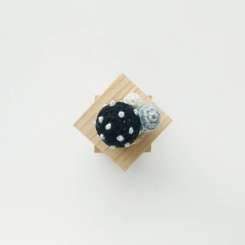 Black Polka Dots Crochet Button Cover - Other - Cotton & Hemp Black