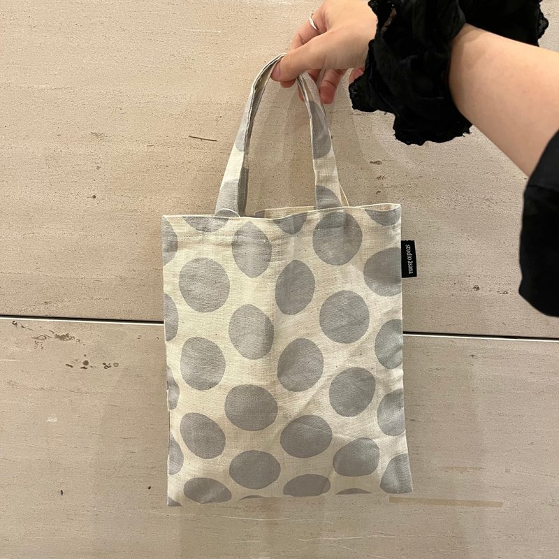 ブックバッグ (ドット / グレー) - 手提包/手提袋 - 棉．麻 黑色