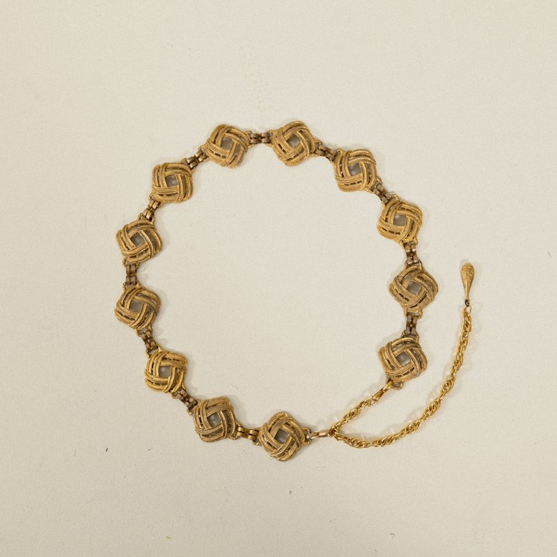 【NaSuBi Vintage】雕花製作金屬古著腰鍊 - 腰帶/皮帶 - 其他金屬 金色
