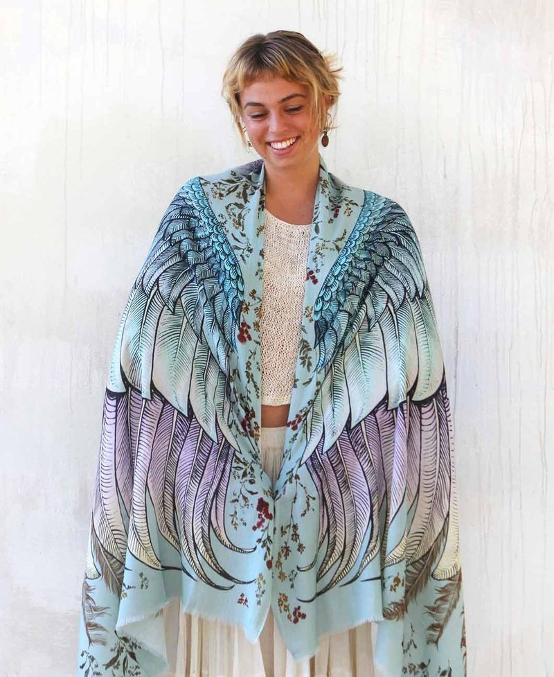 BLUE VINTAGE WINGS - Scarves - Cotton & Hemp 