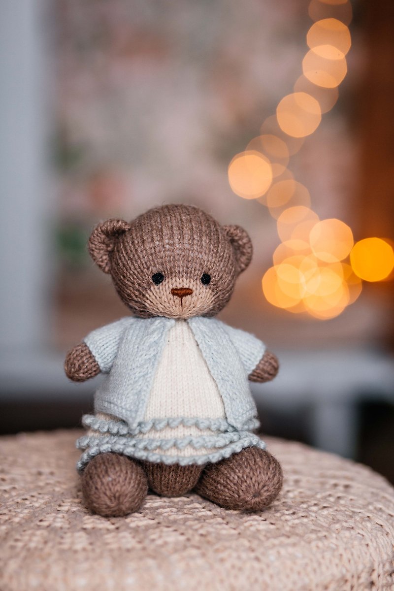 Teddy bear, knitted bear, gift for baby. doll, felted doll, realistic bear. - ของเล่นเด็ก - ขนแกะ 