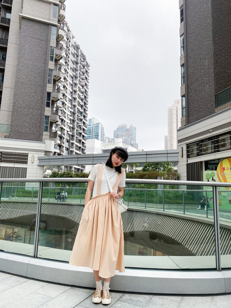 //洗水棉不規則高低吊帶連身裙// - 連身裙 - 其他材質 多色