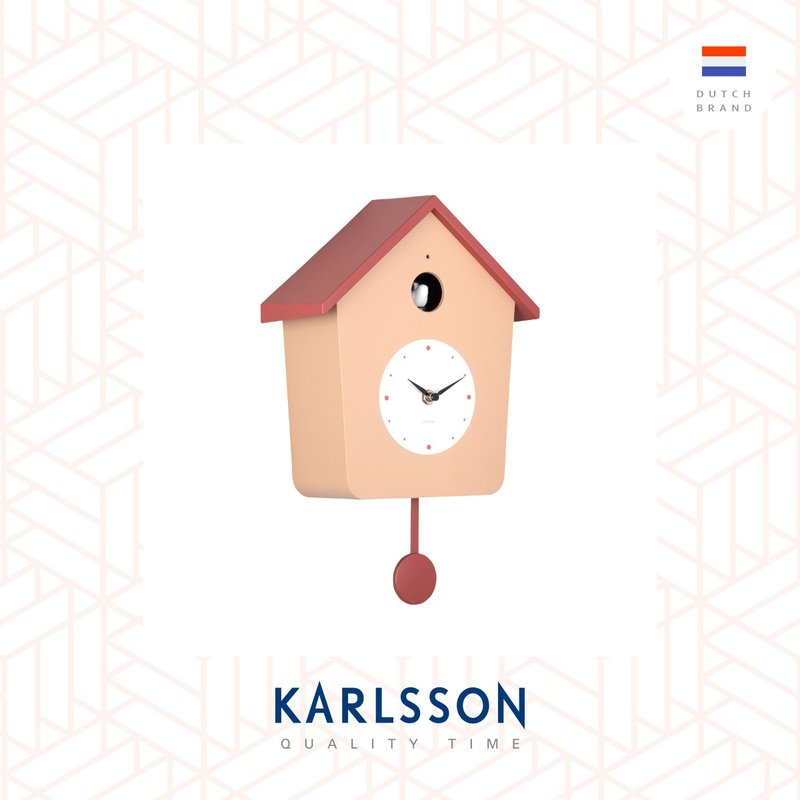 荷蘭Karlsson, Cuckoo Light 淺啡/紅色搖擺布谷鳥掛鐘(整點報時) - 時鐘/鬧鐘 - 塑膠 咖啡色