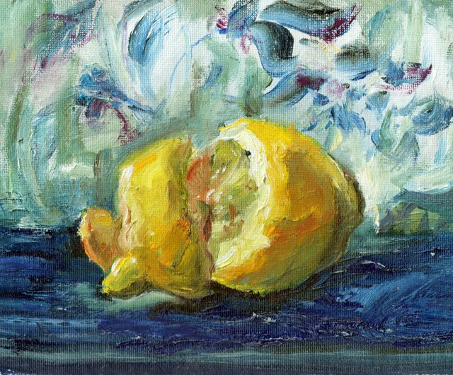 F10号】レモンクラゲが通る 油彩 原画 油絵 絵画 painting
