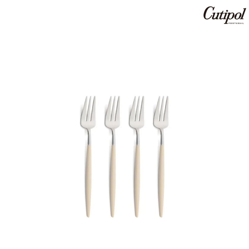 葡萄牙Cutipol GOA系列奶茶柄點心水果叉四件組 - 刀叉/湯匙/餐具組 - 不鏽鋼 黑色