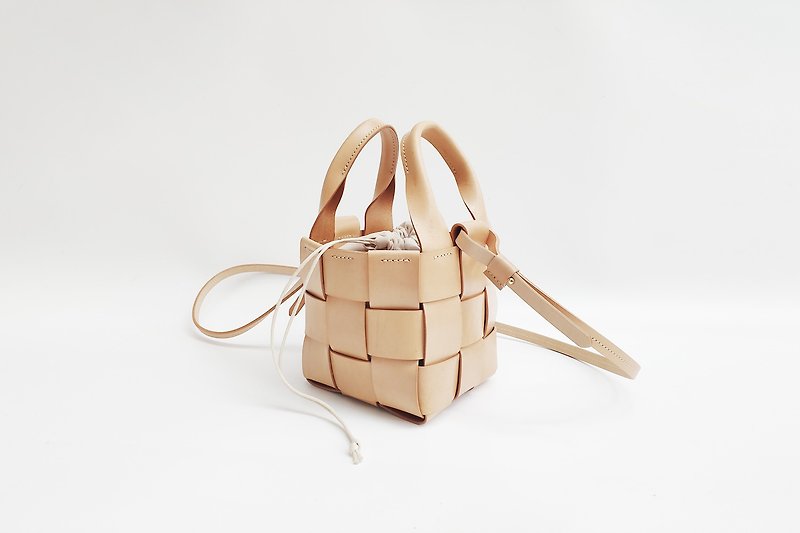 New AMEET woven series vegetable tanned cowhide crossbody handbag woven bag - Messenger Bags & Sling Bags - Genuine Leather Khaki