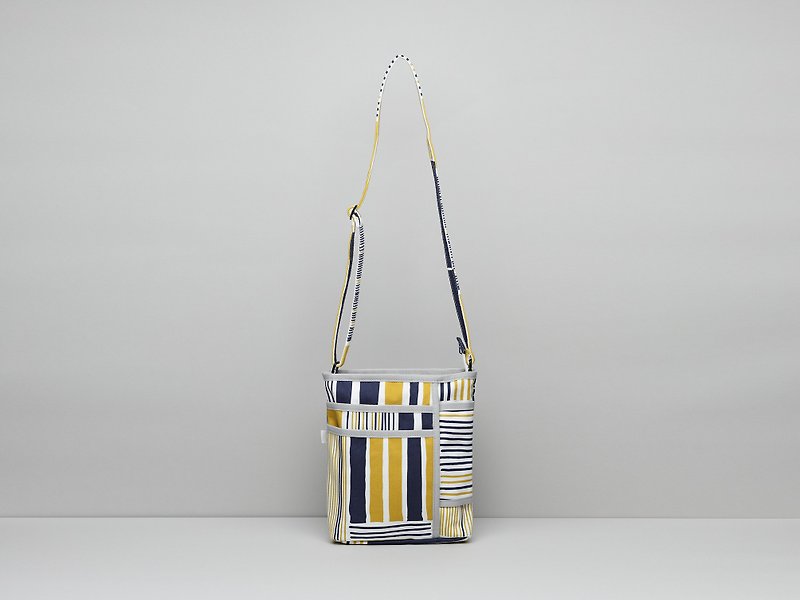 Cotton Canvas Tool Side Backpack / Tin House Mustard Yellow Dark Blue - Messenger Bags & Sling Bags - Cotton & Hemp Blue