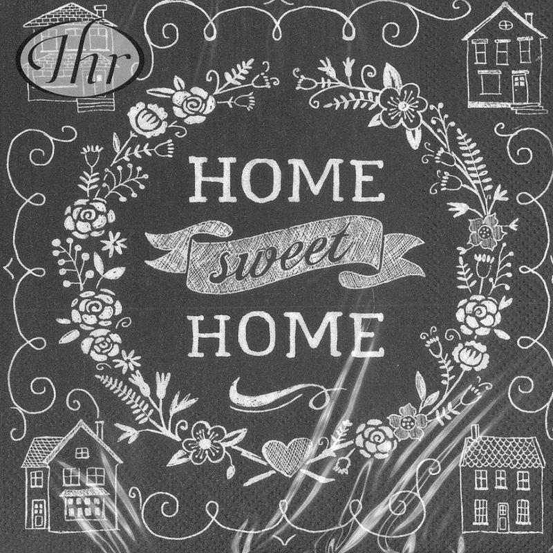 German IHR-33*33cm napkin-HOME (black and white sketch) - ผ้ารองโต๊ะ/ของตกแต่ง - กระดาษ สีดำ