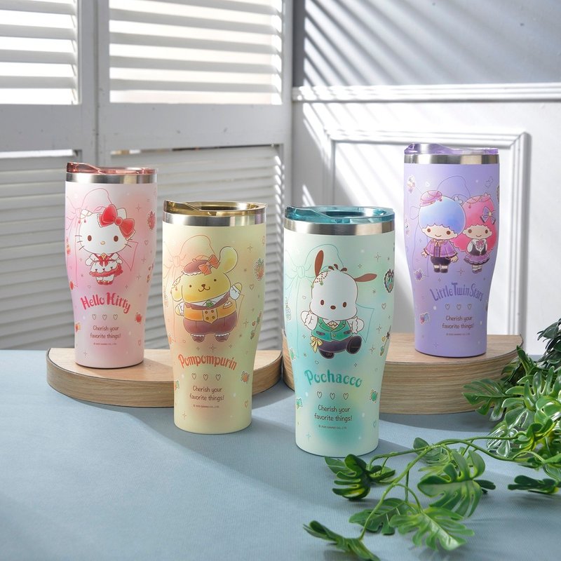 【Sanrio サンリオ】ステンレス真空クールカップ900ml-ハートシリーズ-ポムポムプリン - 保温・保冷ボトル - ステンレススチール ブルー