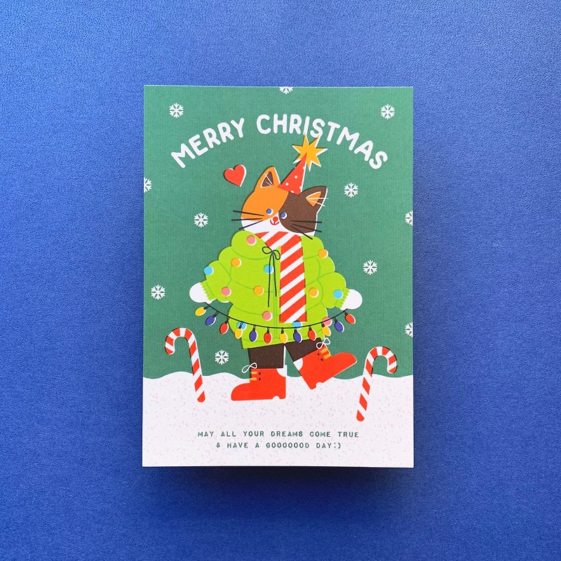 (46) Feather Kitty Christmas / Postcard - การ์ด/โปสการ์ด - กระดาษ หลากหลายสี