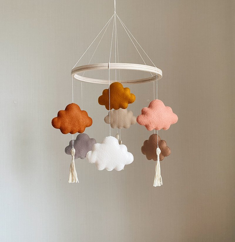 //Gift for newborn baby //Seven Clouds baby mobile/ neutral baby crib decor - Bedding - Eco-Friendly Materials Multicolor