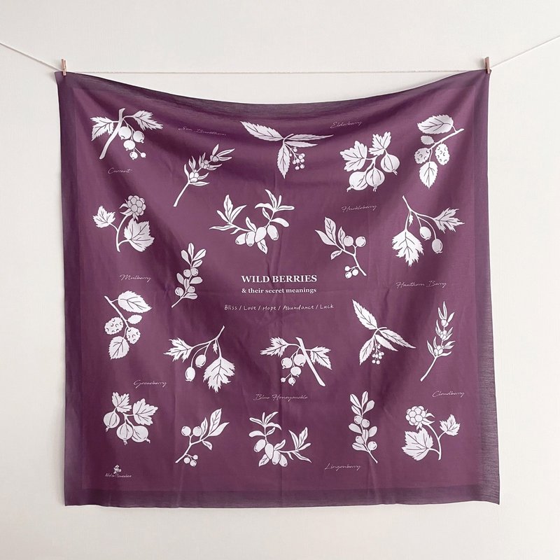 Nature-Inspired Multipurpose Scarf – Culinary Herbs / Wild Berries - Place Mats & Dining Décor - Polyester Multicolor