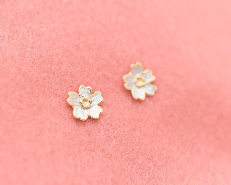 Custom Listing - 18kPosts - Japanese sakura pierce - single flower earrings - Earrings & Clip-ons - Other Metals Gold
