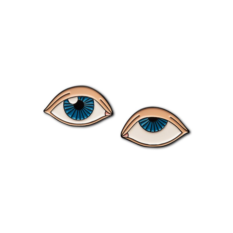 Enamel Pin Rolling Eyes - 徽章/別針 - 琺瑯 藍色