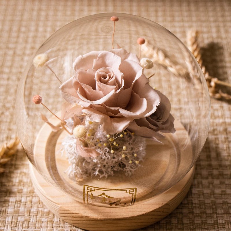 Preserved Flower Small Glass Dome (GDP01) - Beige - ของวางตกแต่ง - พืช/ดอกไม้ สีกากี