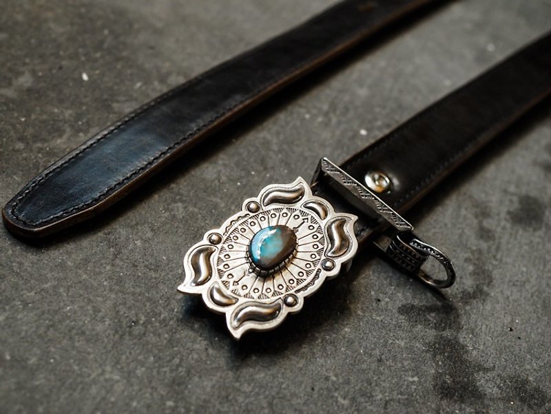 HEYOU Handmade - Navajo Style Leather Belt 印地安風手工皮帶 - 皮帶/腰帶 - 真皮 黑色