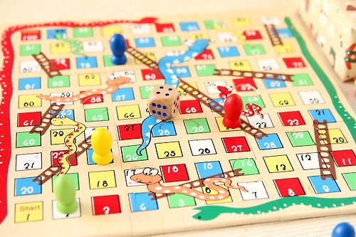 Tobar Wooden Snakes & Ladders and Tic Tac Toe Tin 