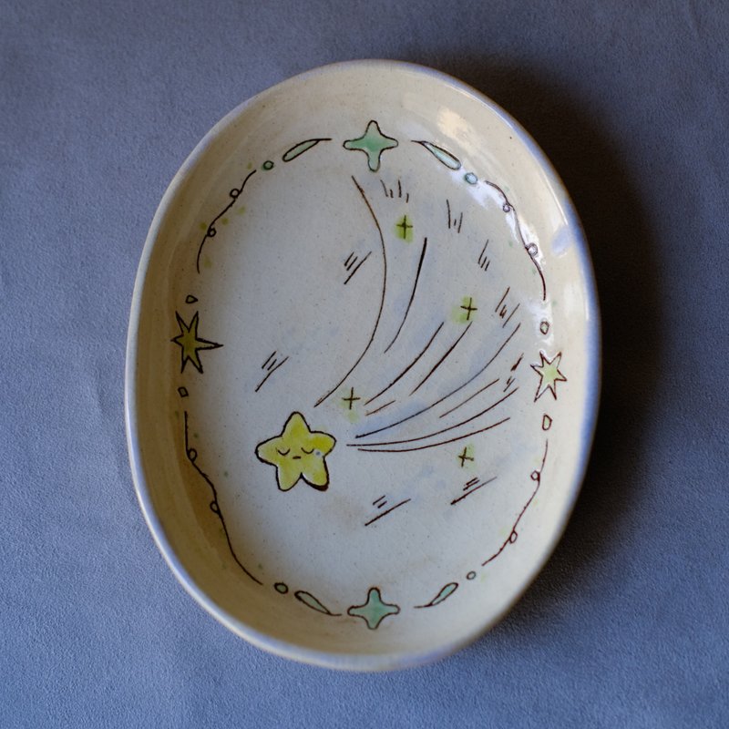 Suànn-Sian . 哭泣流星點心盤 | 橢圓盤 點心盤 大皿 - 盤子/餐盤/盤架 - 陶 
