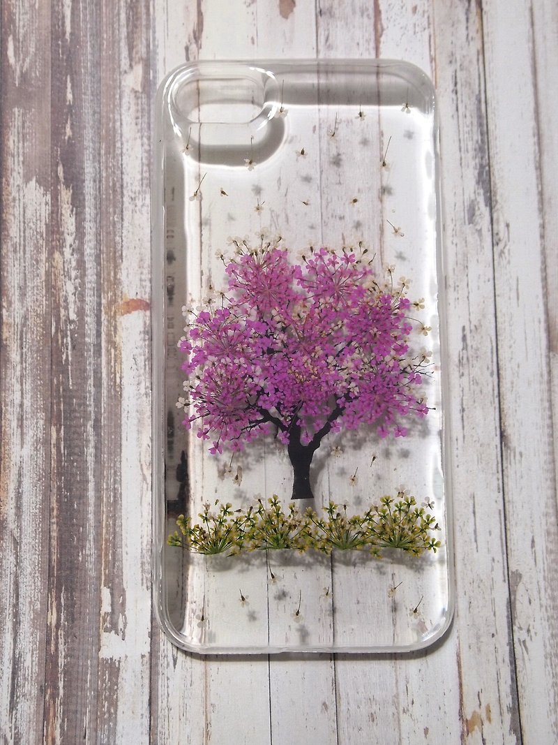 Pressed flower phone case, Handmade phone case, iPhone7 and iPhone8, Snowing - Phone Cases - Plastic Pink
