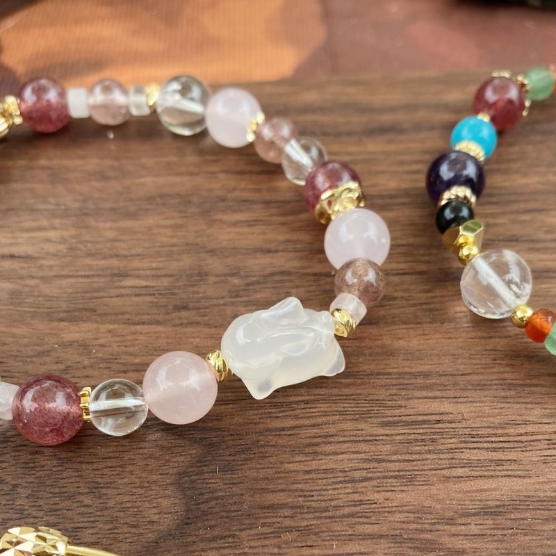 ʚ(圓的兔几)ɞ   串珠手環 ๑粉晶.草莓晶.玉瓍兔.粉晶幽靈等 - 手鍊/手環 - 水晶 多色