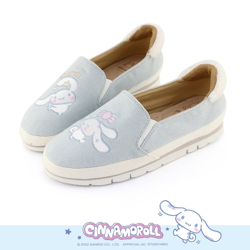 Big-eared dog likes to take lively candies without bending down, flat casual shoes, loafers, lazy shoes - aqua blue - Women's Casual Shoes - Cotton & Hemp Blue